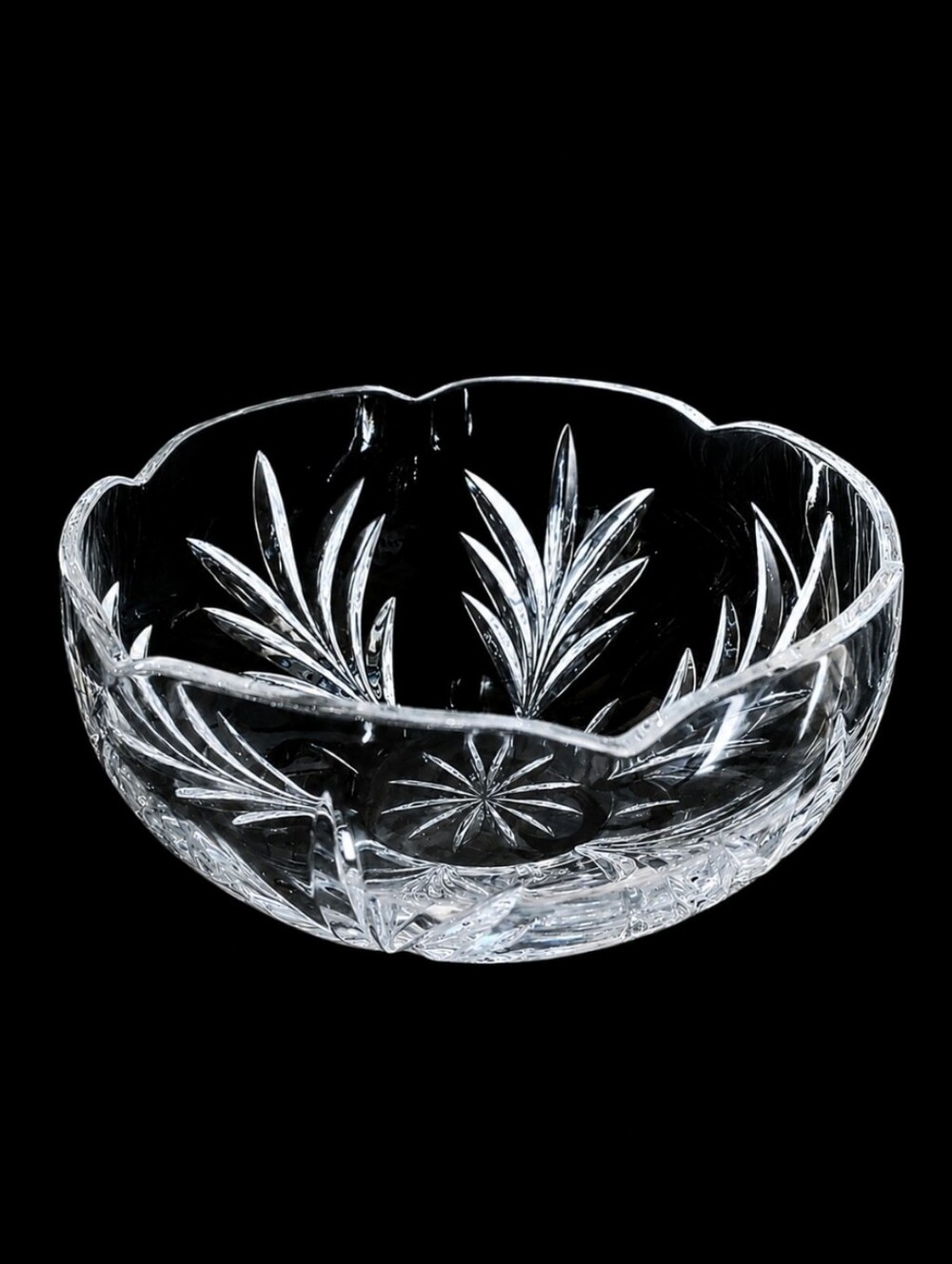 Miller Rogaska Round Crystal Fruit Serving Bowl Covington Pattern HEAVY Like New